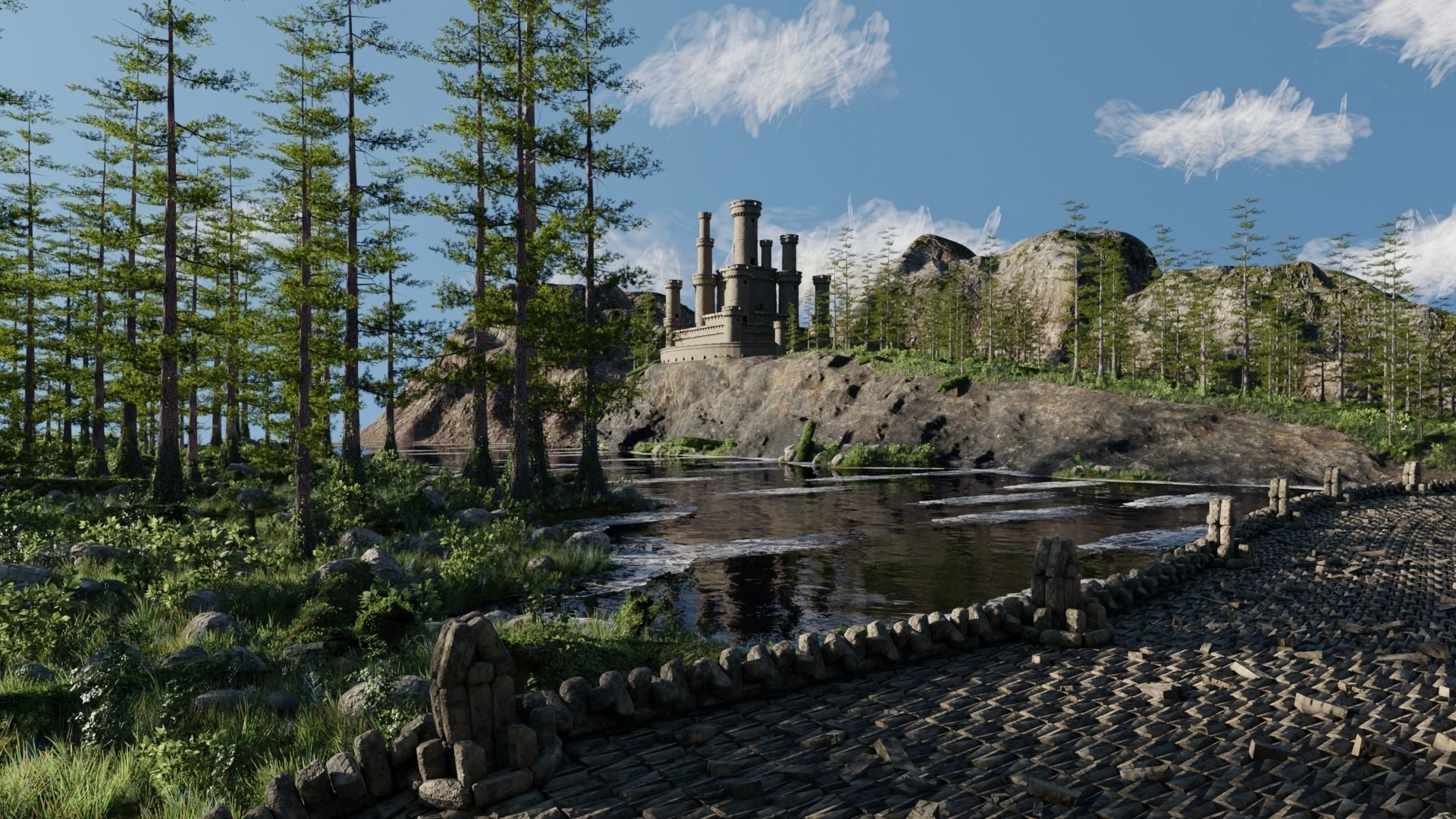 Path to Castle Scene 3D model_1