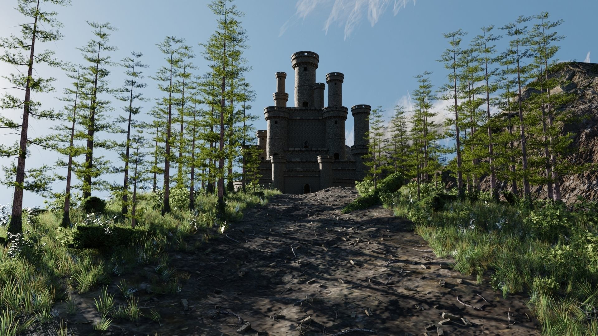 Path to Castle Scene 3D model_5