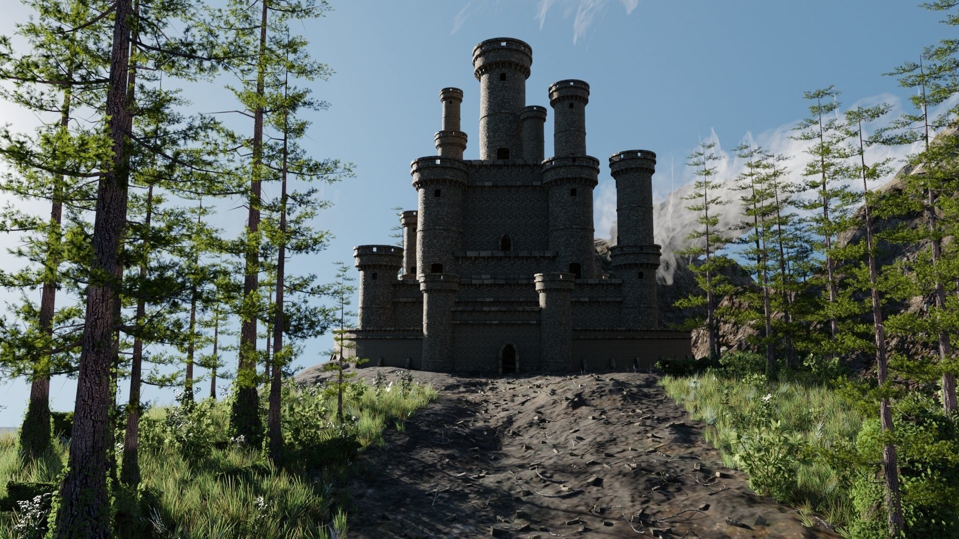 Path to Castle Scene 3D model_4