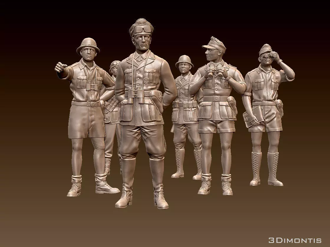 Rommel and soldiers  Afrika Korps 3D print model_0