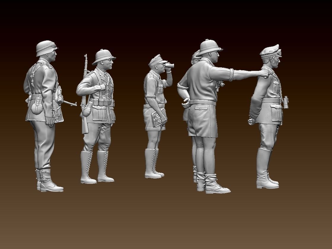 Rommel and soldiers  Afrika Korps 3D print model_3