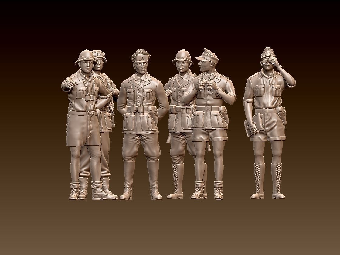 Rommel and soldiers  Afrika Korps 3D print model_9