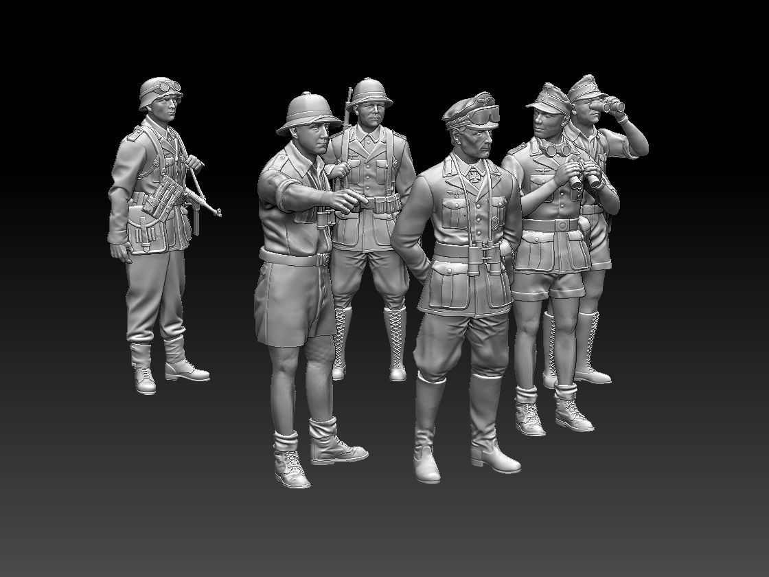Rommel and soldiers  Afrika Korps 3D print model_2