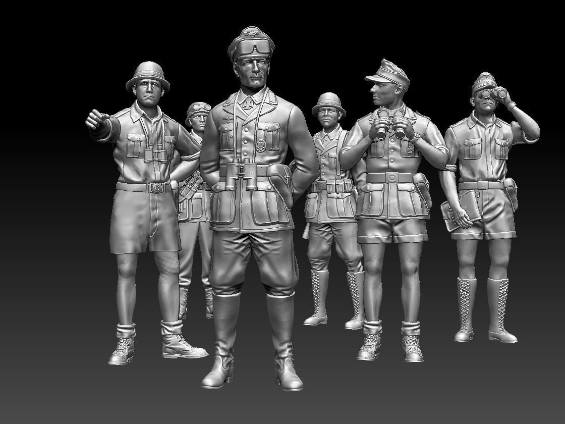 Rommel and soldiers  Afrika Korps 3D print model_12
