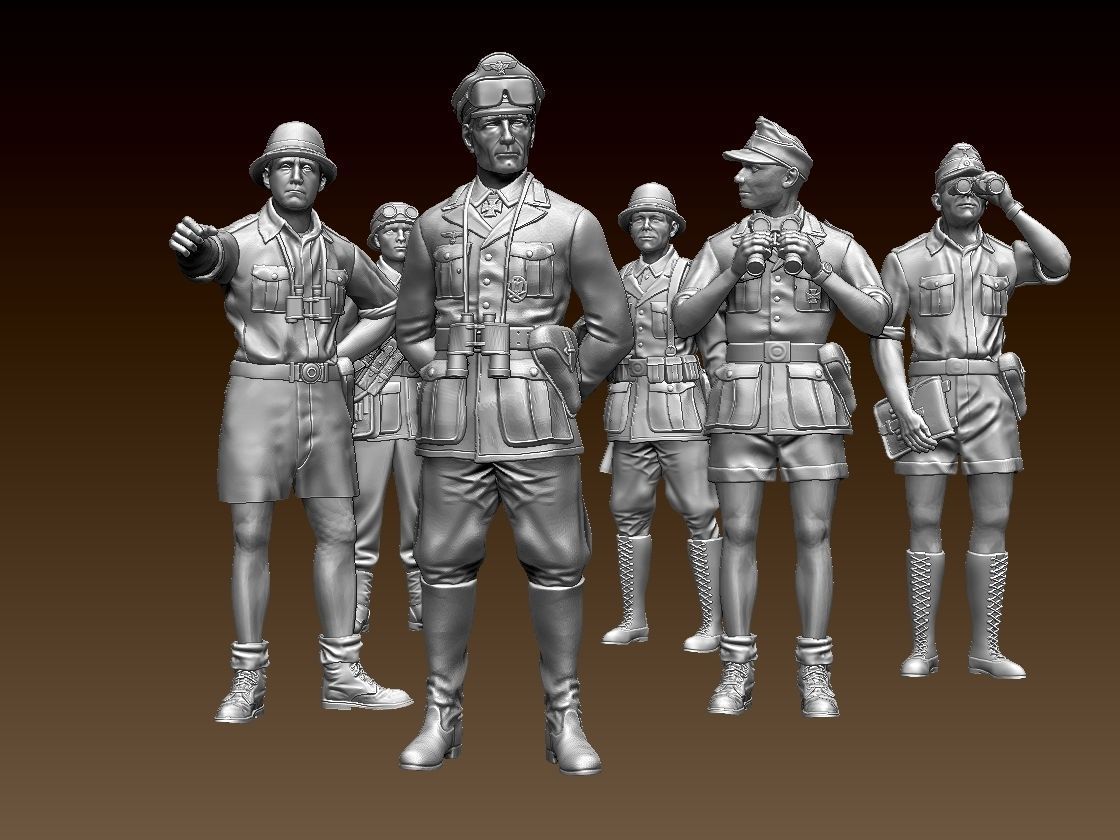 Rommel and soldiers  Afrika Korps 3D print model_1