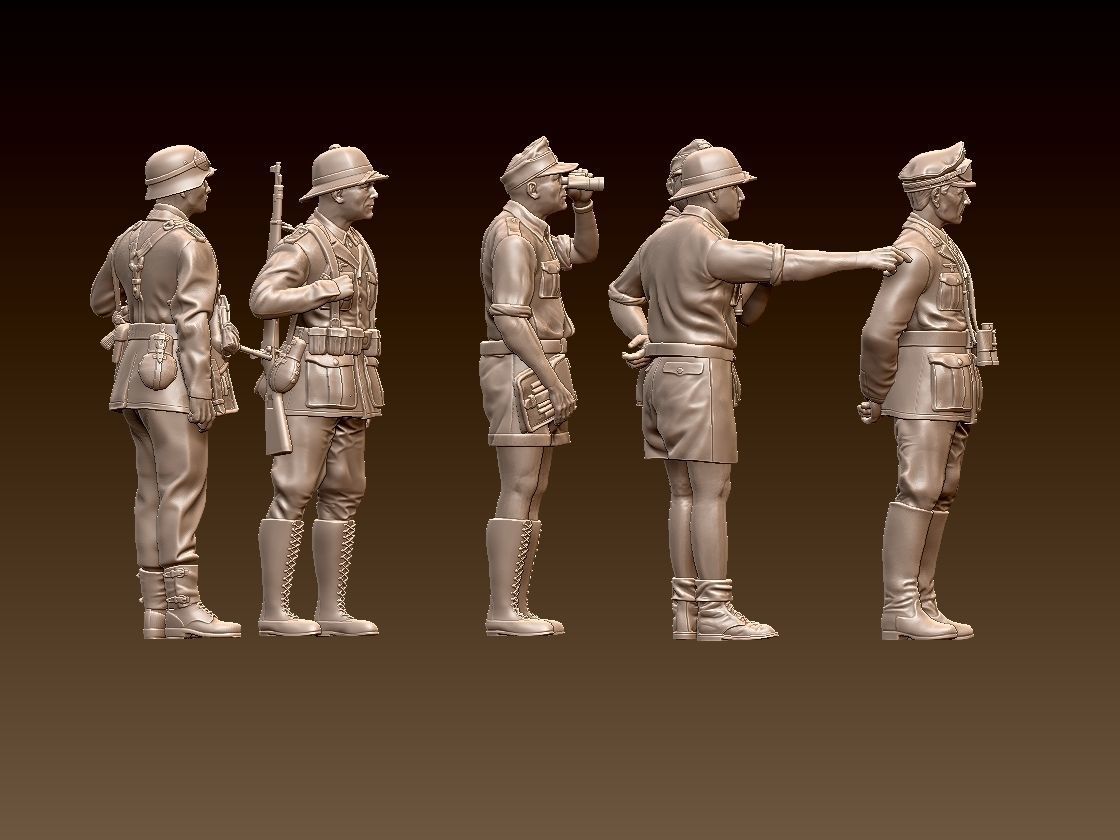 Rommel and soldiers  Afrika Korps 3D print model_10