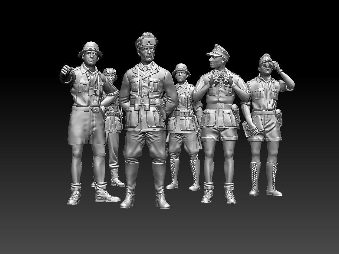 Rommel and soldiers  Afrika Korps 3D print model_15