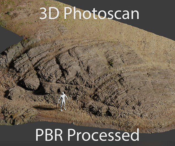 PBR Sharp Rock ground coast cliff Scanned Big Low-poly 3D model