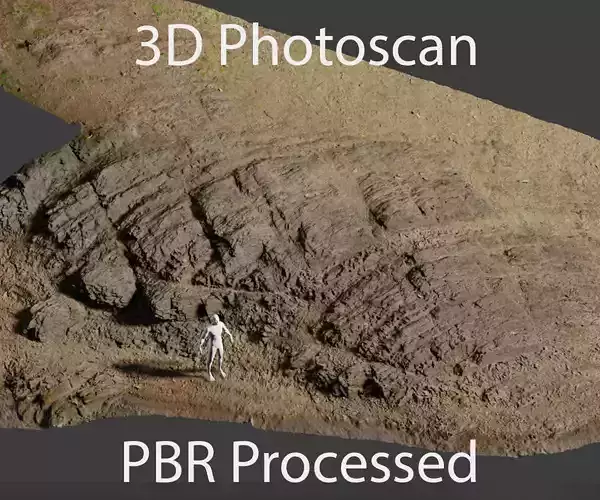 PBR Sharp Rock ground coast cliff Scanned Big