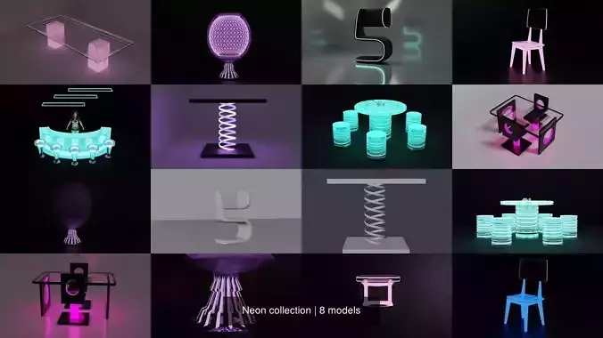 Neon collection chair with mirror