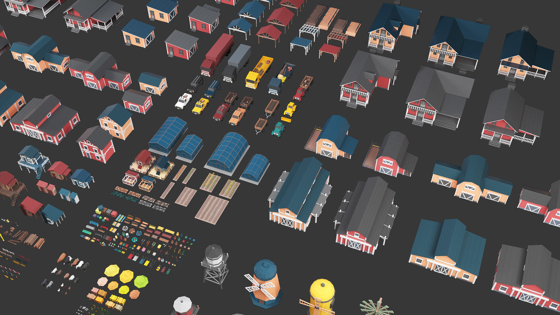 Low Poly Farm - 160 Models Mega Pack Low-poly 3D model_15