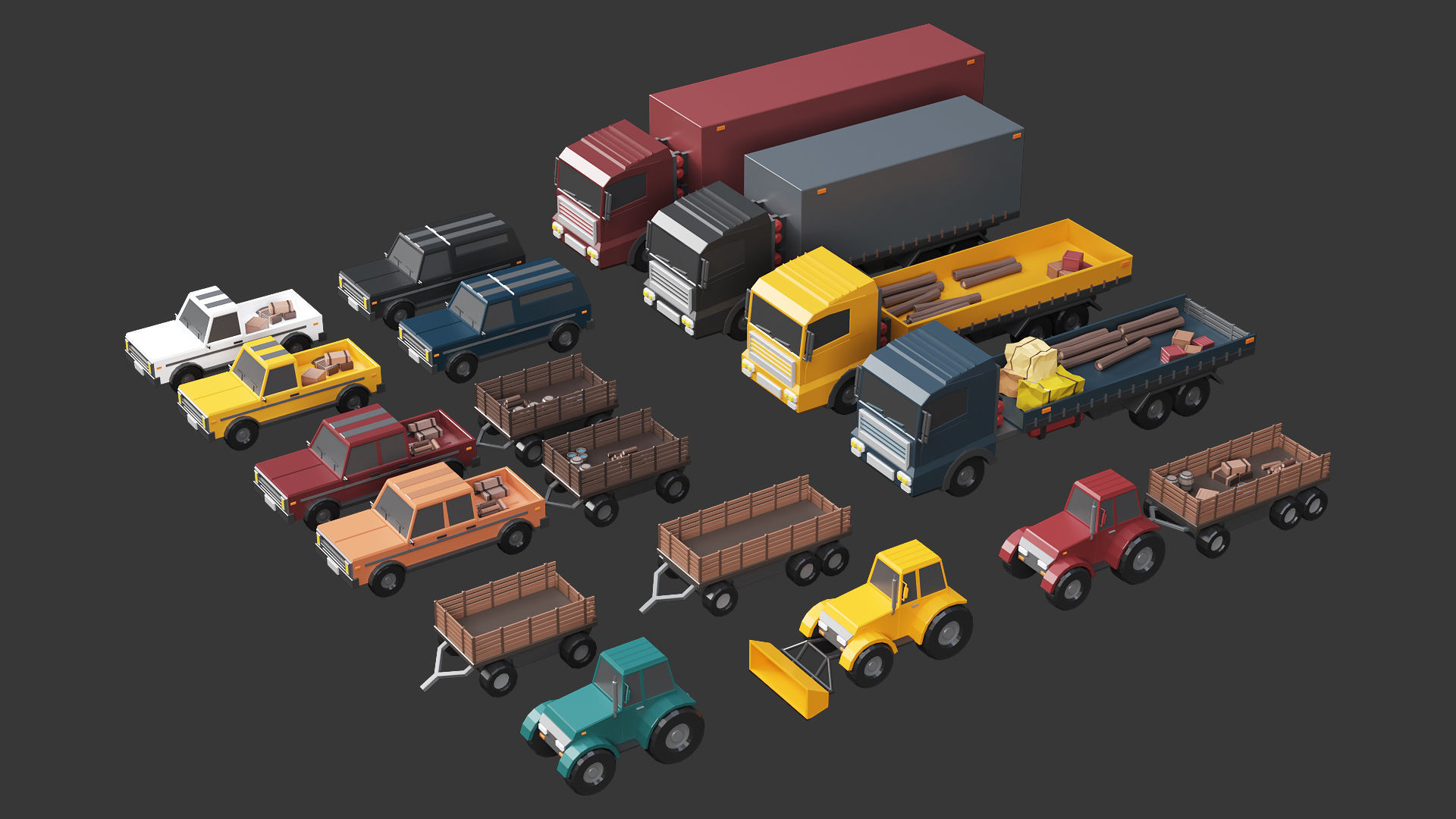 Low Poly Farm - 160 Models Mega Pack Low-poly 3D model_8