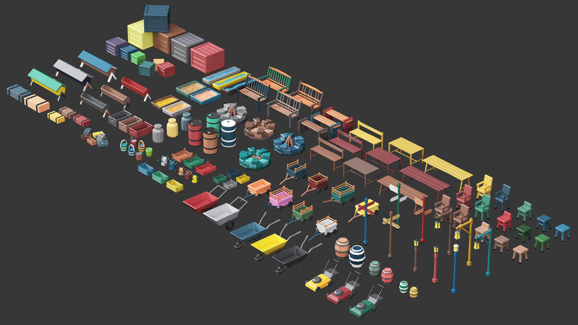 Low Poly Farm - 160 Models Mega Pack Low-poly 3D model_28