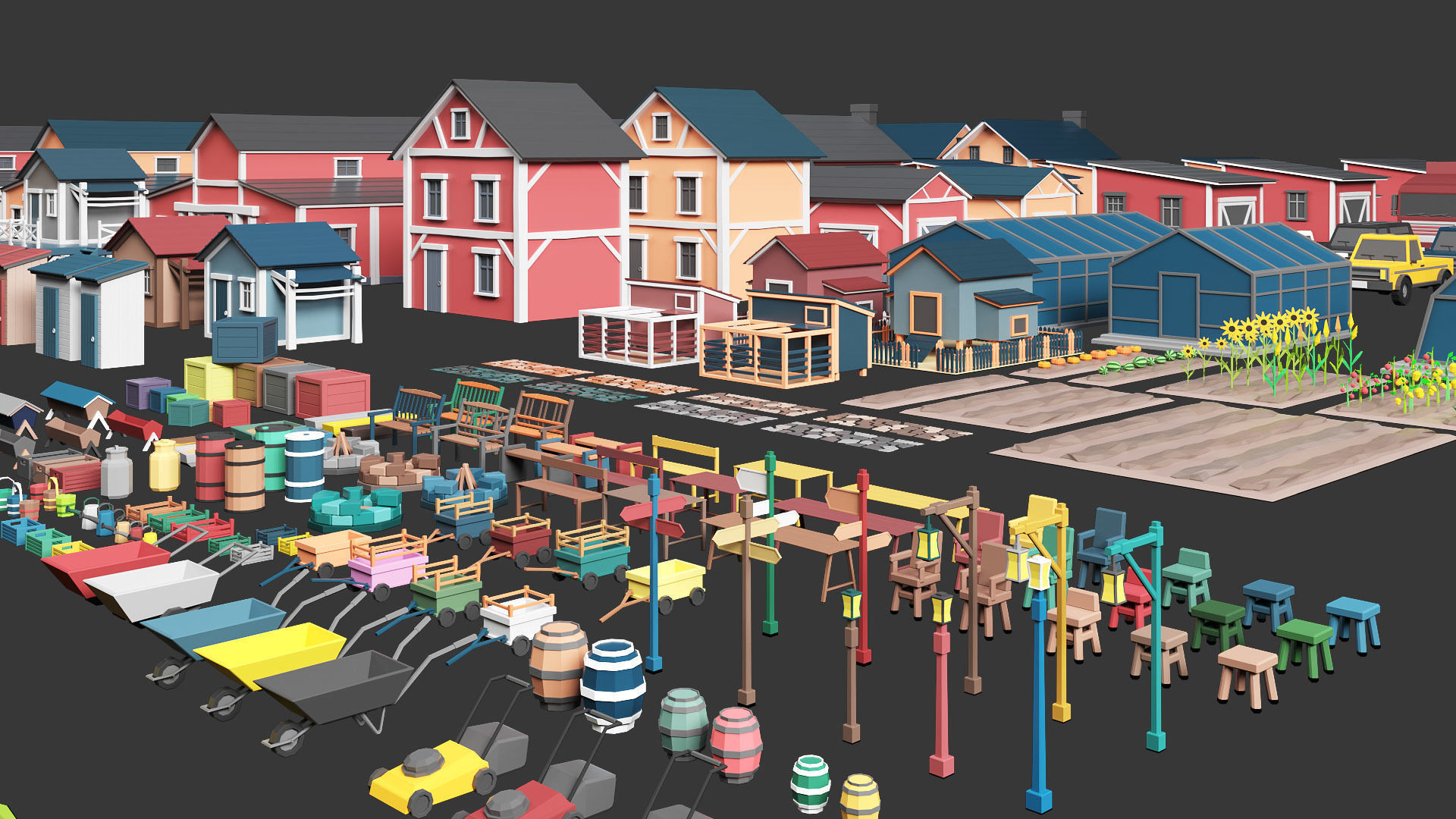 Low Poly Farm - 160 Models Mega Pack Low-poly 3D model_12