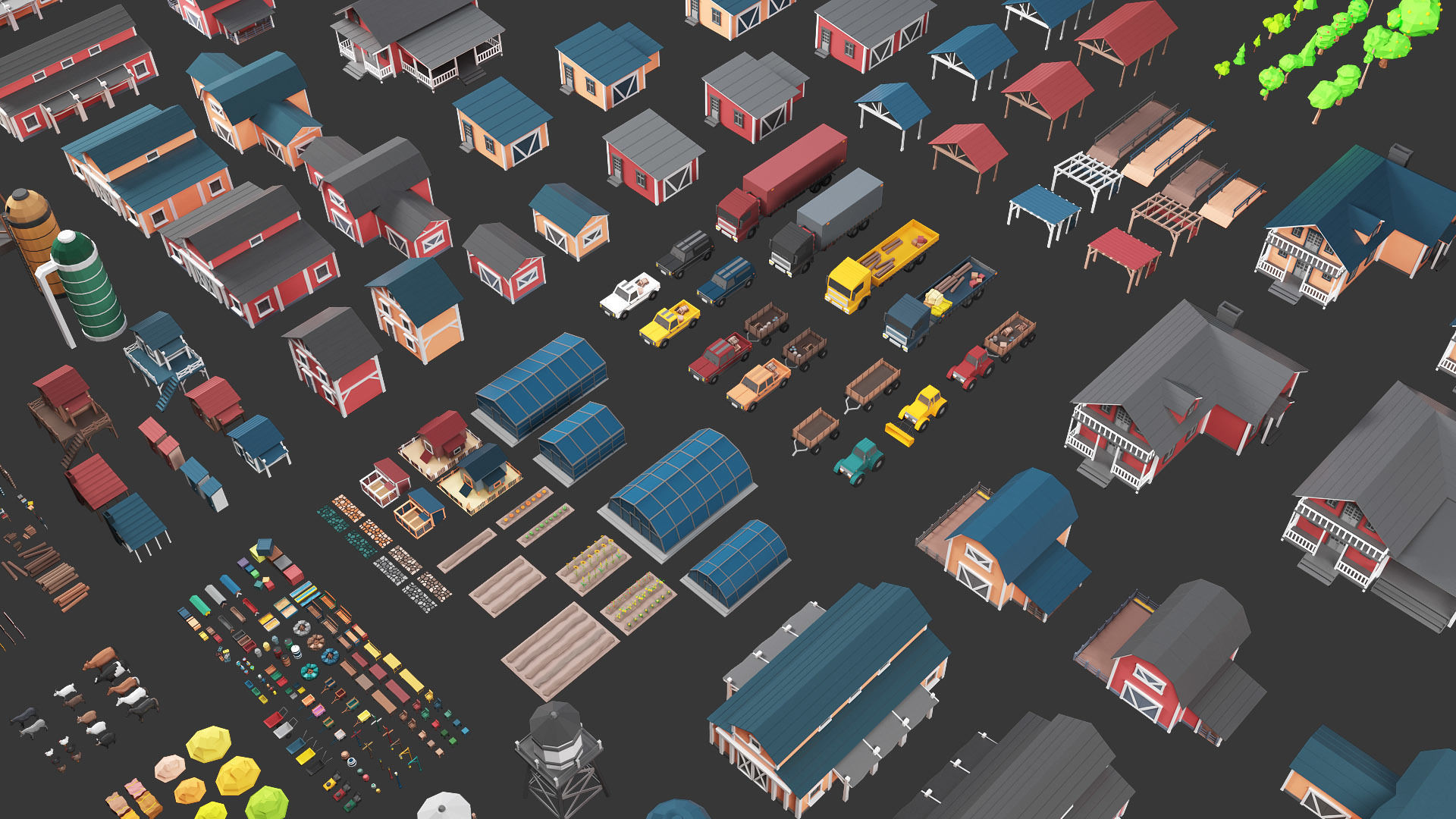 Low Poly Farm - 160 Models Mega Pack Low-poly 3D model_18