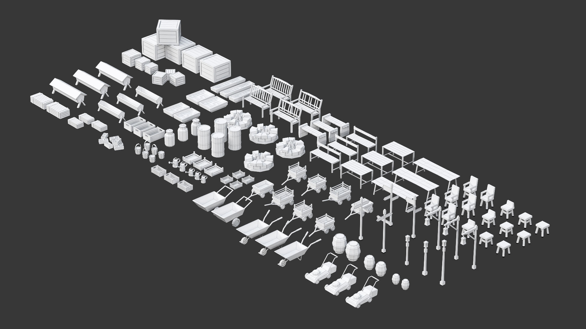 Low Poly Farm - 160 Models Mega Pack Low-poly 3D model_53
