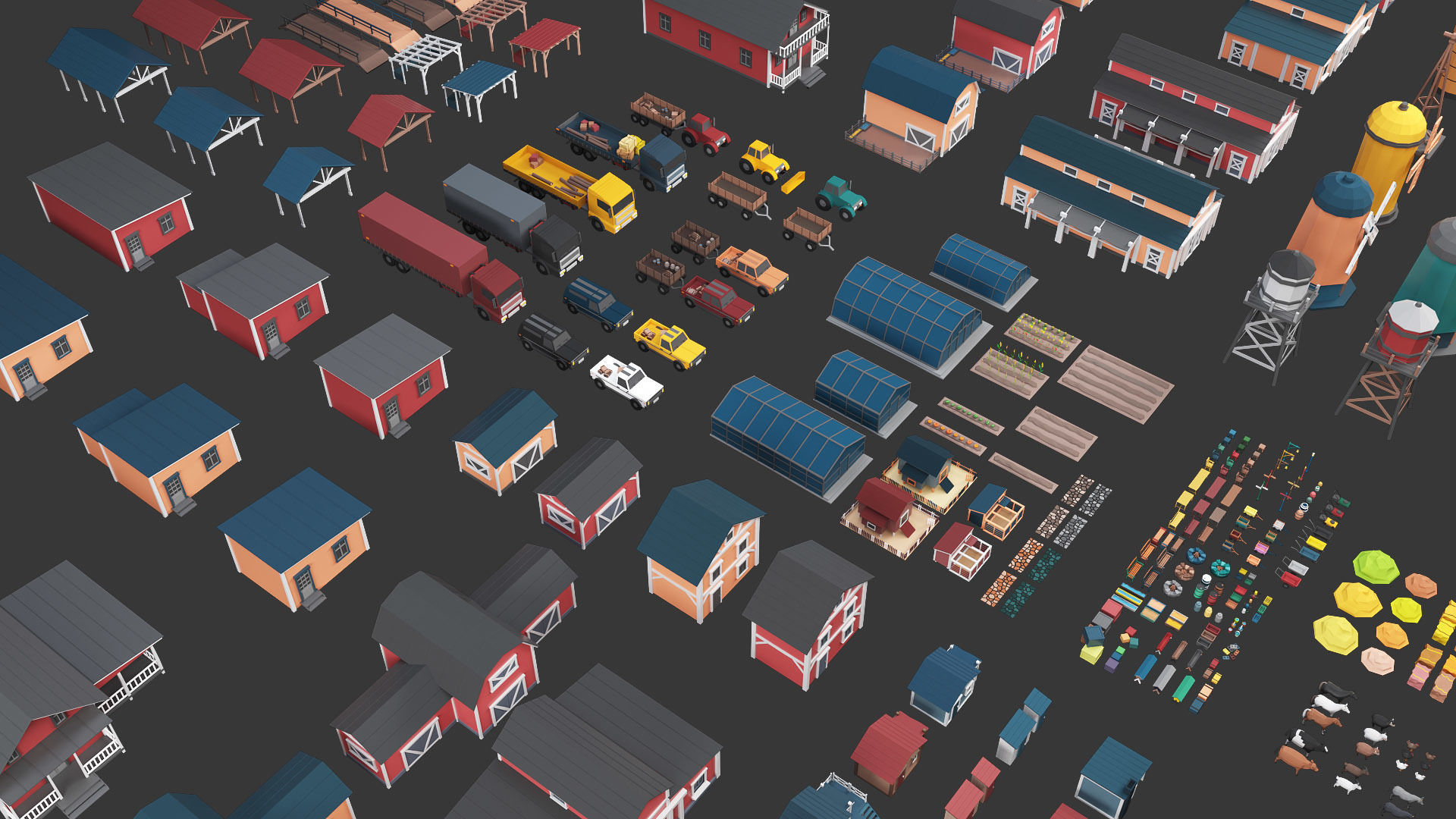 Low Poly Farm - 160 Models Mega Pack Low-poly 3D model_16