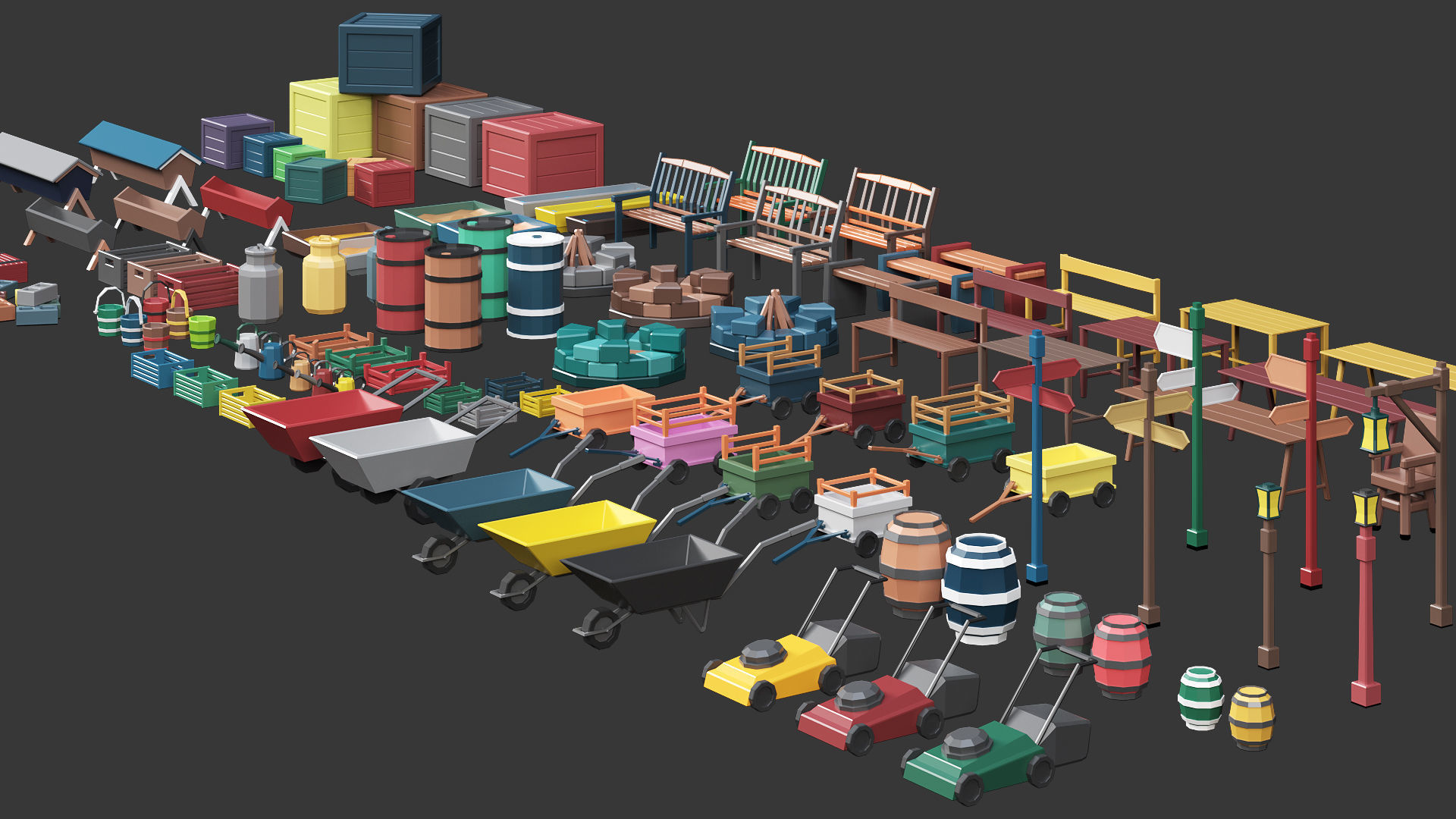 Low Poly Farm - 160 Models Mega Pack Low-poly 3D model_2