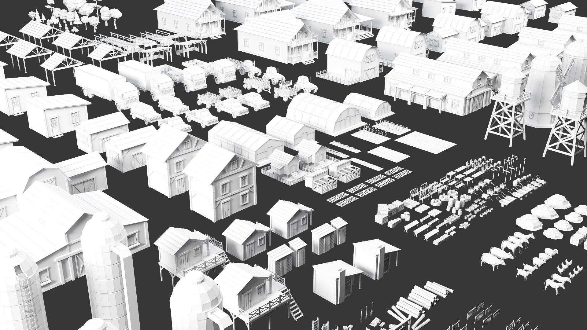 Low Poly Farm - 160 Models Mega Pack Low-poly 3D model_22