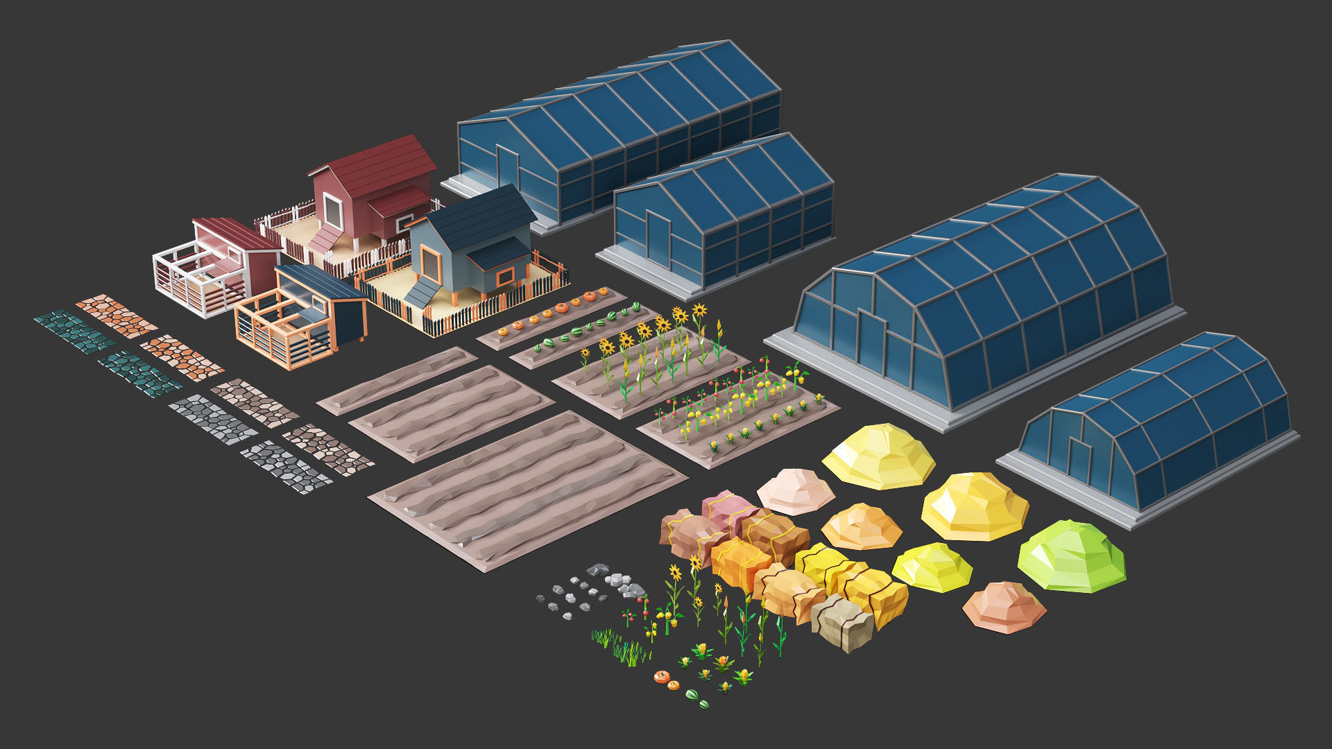 Low Poly Farm - 160 Models Mega Pack Low-poly 3D model_42