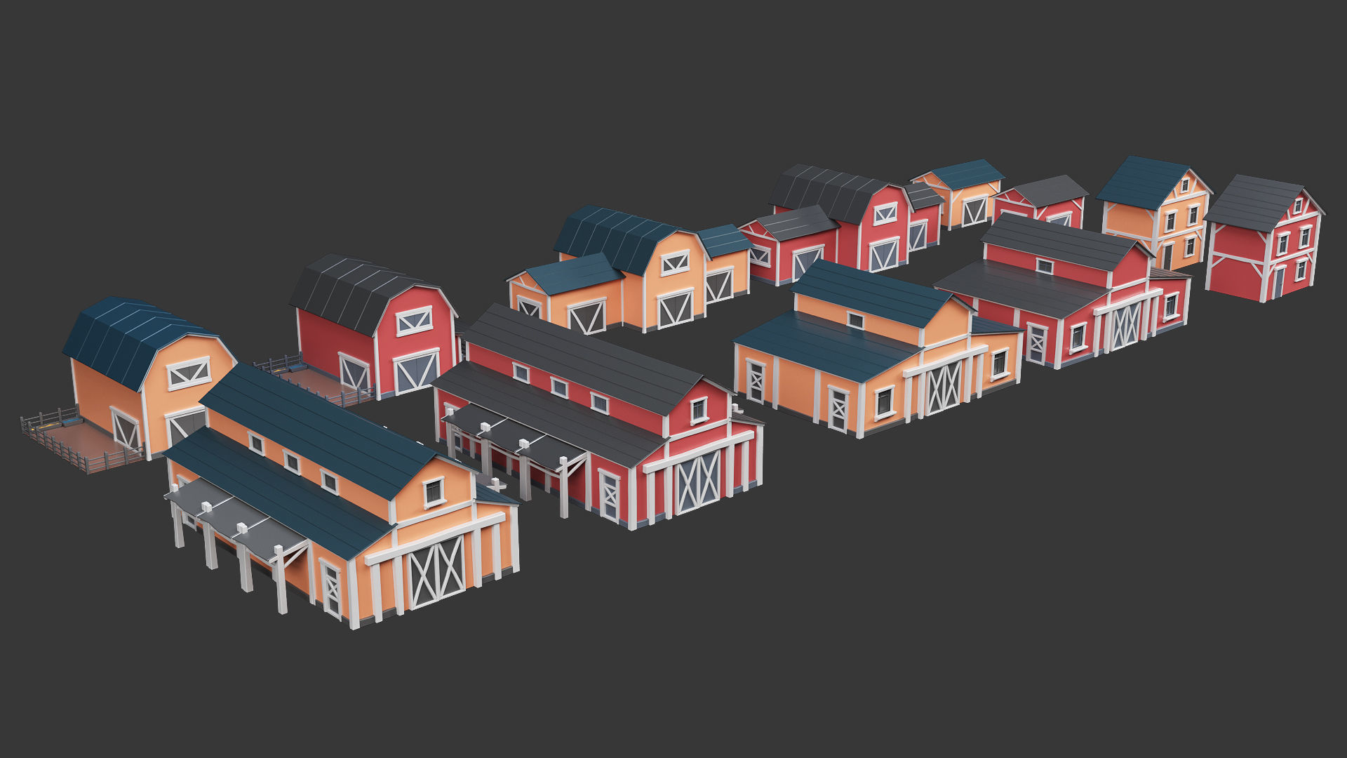 Low Poly Farm - 160 Models Mega Pack Low-poly 3D model_5