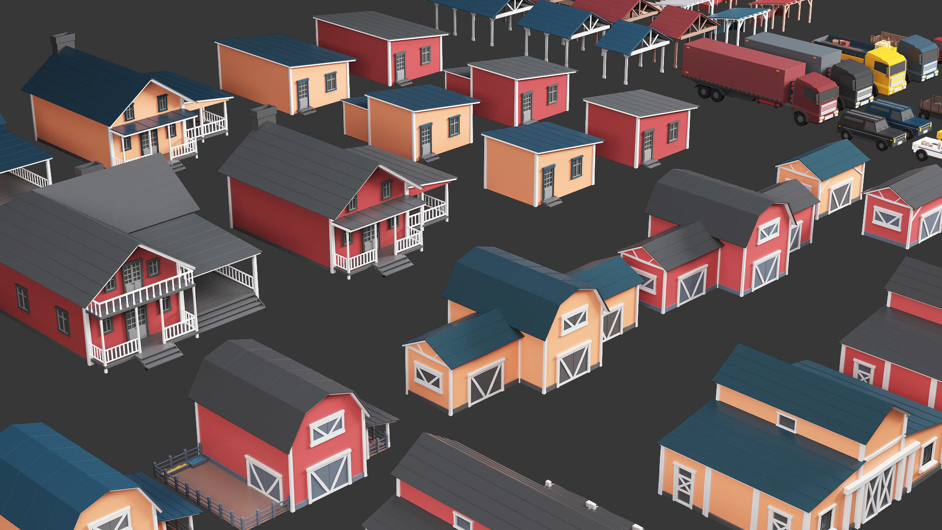 Low Poly Farm - 160 Models Mega Pack Low-poly 3D model_14