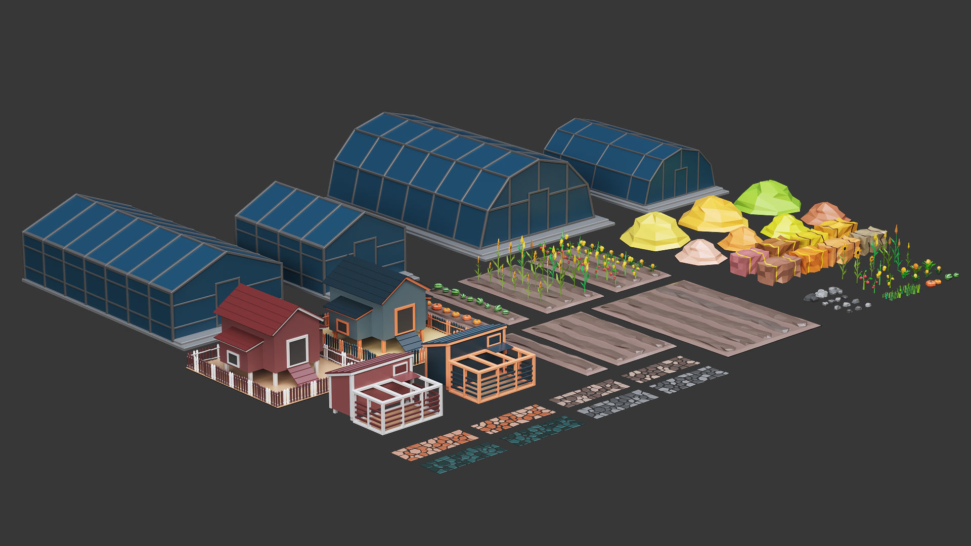 Low Poly Farm - 160 Models Mega Pack Low-poly 3D model_33