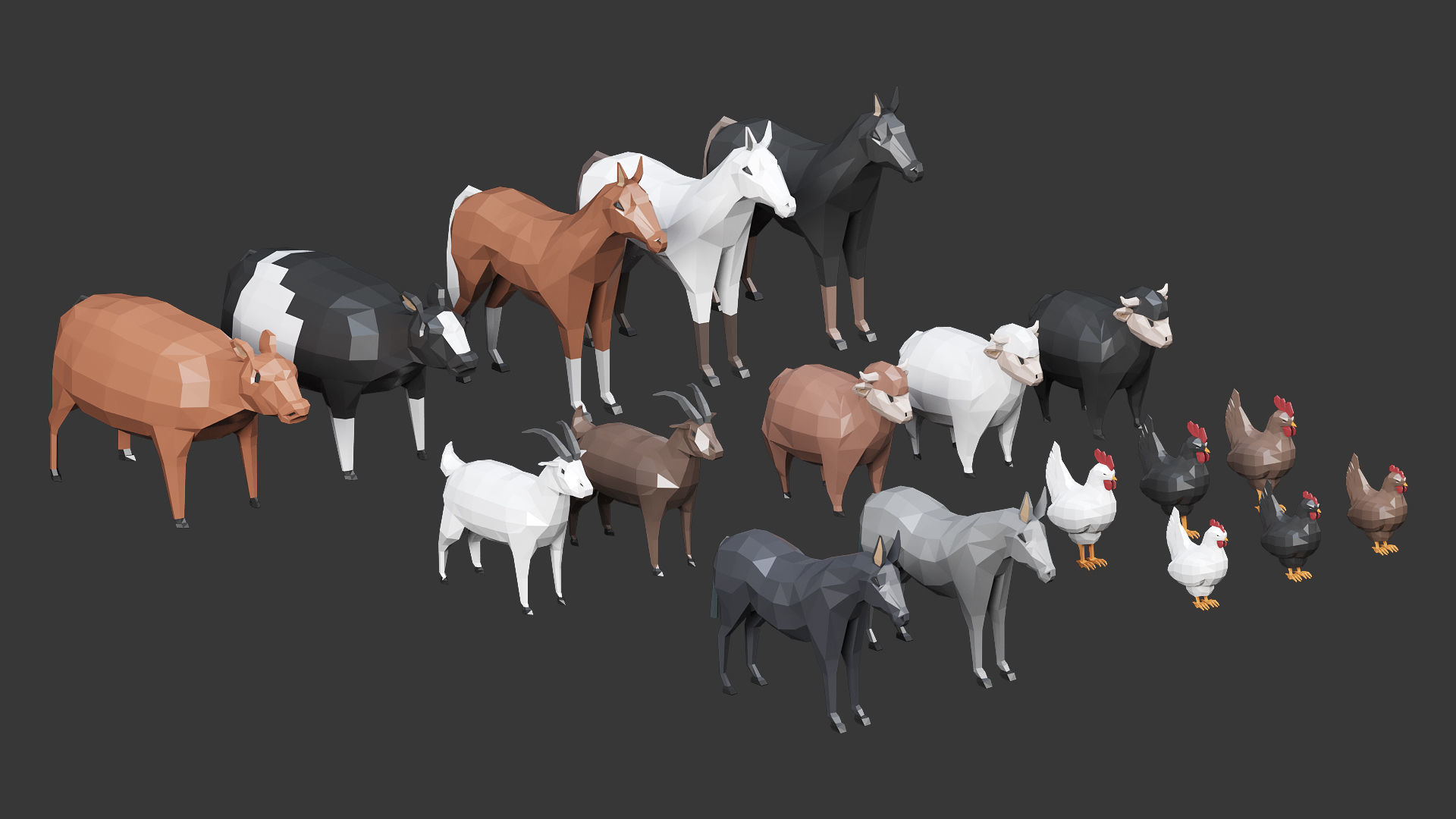 Low Poly Farm - 160 Models Mega Pack Low-poly 3D model_7