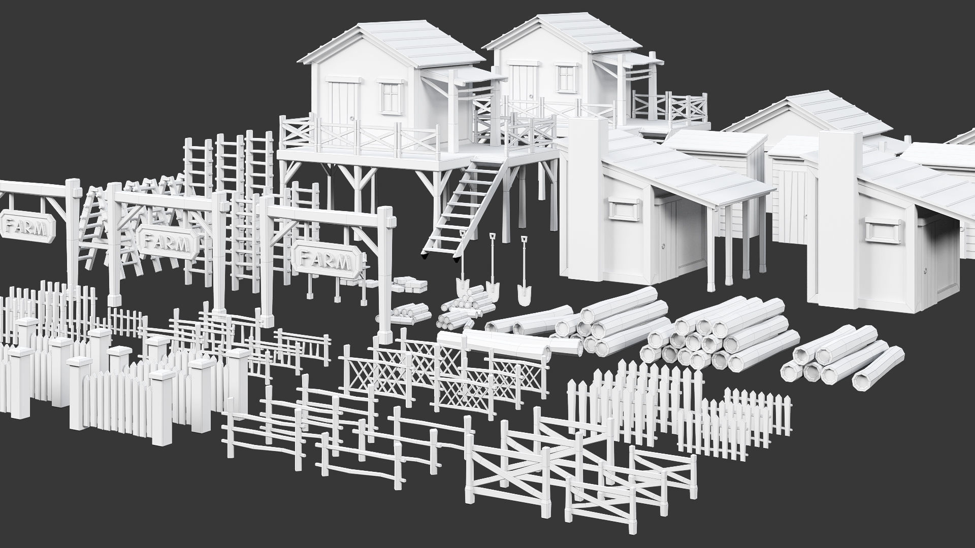 Low Poly Farm - 160 Models Mega Pack Low-poly 3D model_45