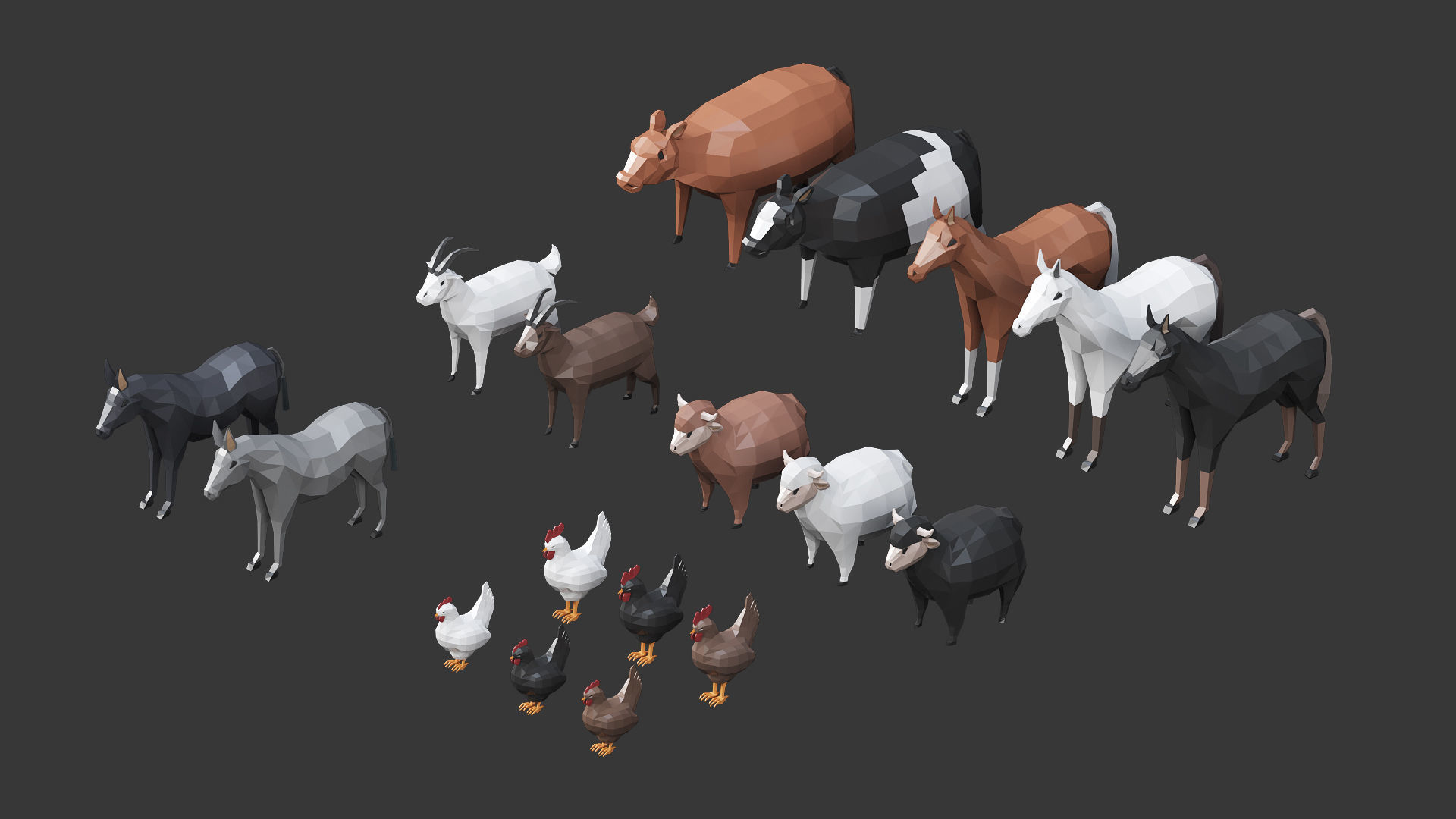 Low Poly Farm - 160 Models Mega Pack Low-poly 3D model_24