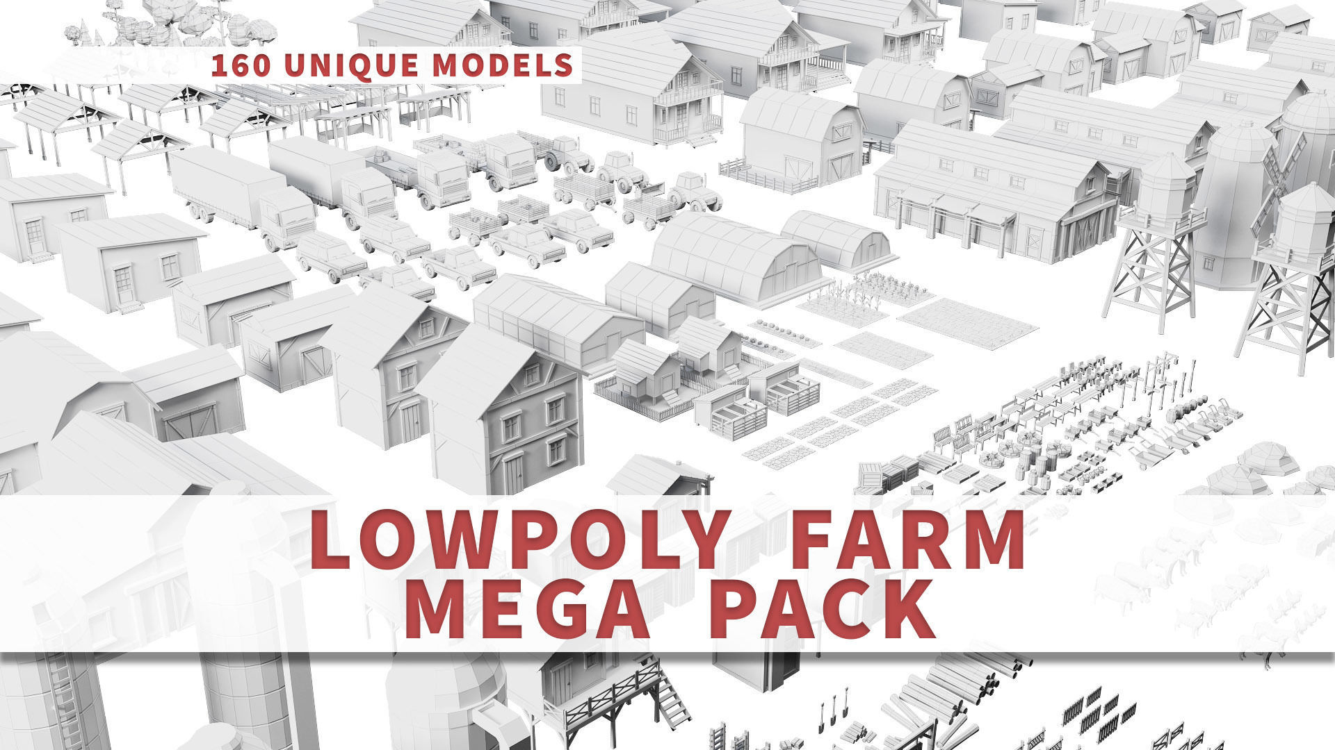 Low Poly Farm - 160 Models Mega Pack Low-poly 3D model_20