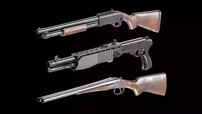 SHOTGUN PACK LOW-POLY PBR Low-poly 3D model