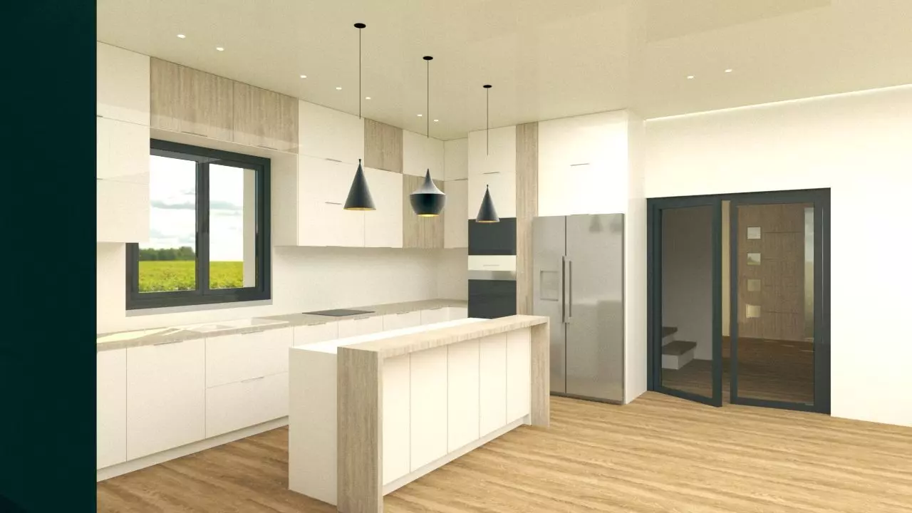 kitchen with cabinets and wooden floors Free 3D model