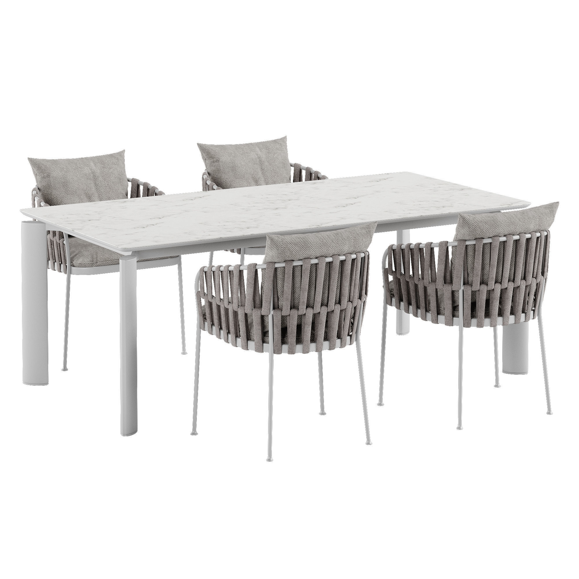 Talenti Frame chair Domino table set 3D model_1