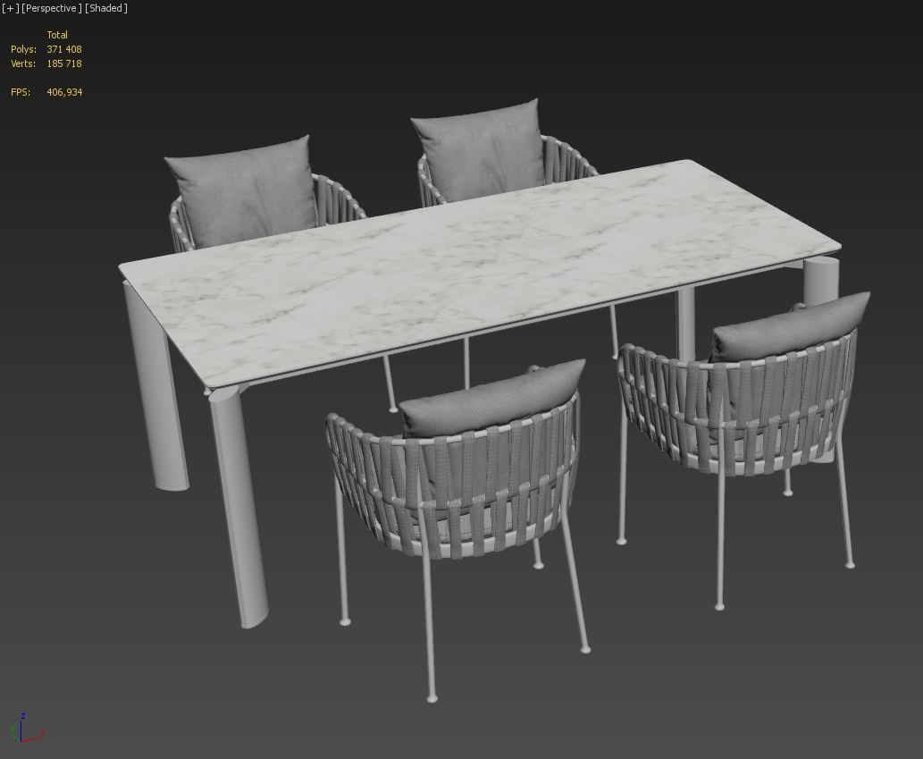 Talenti Frame chair Domino table set 3D model_2
