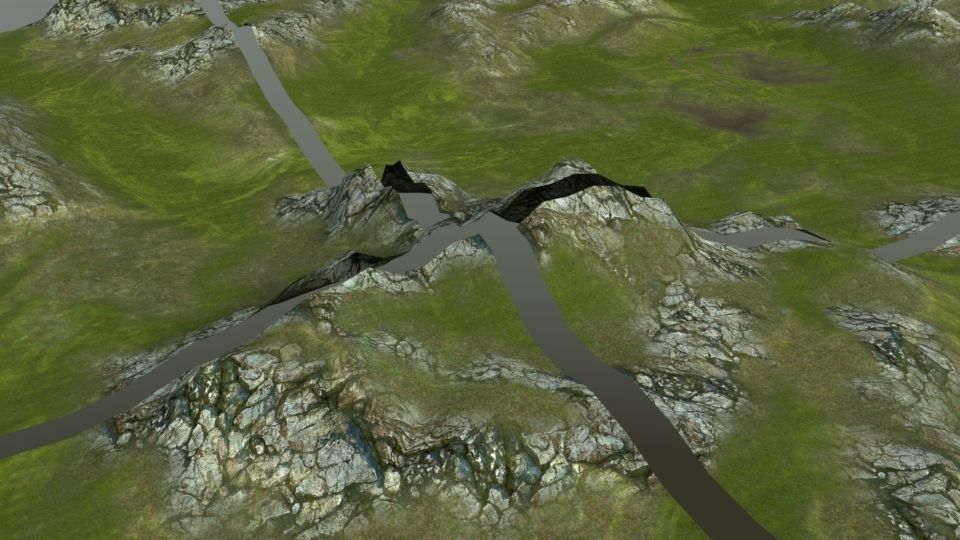 Terrain with seamless geometry for infinite landscape 3D model_3