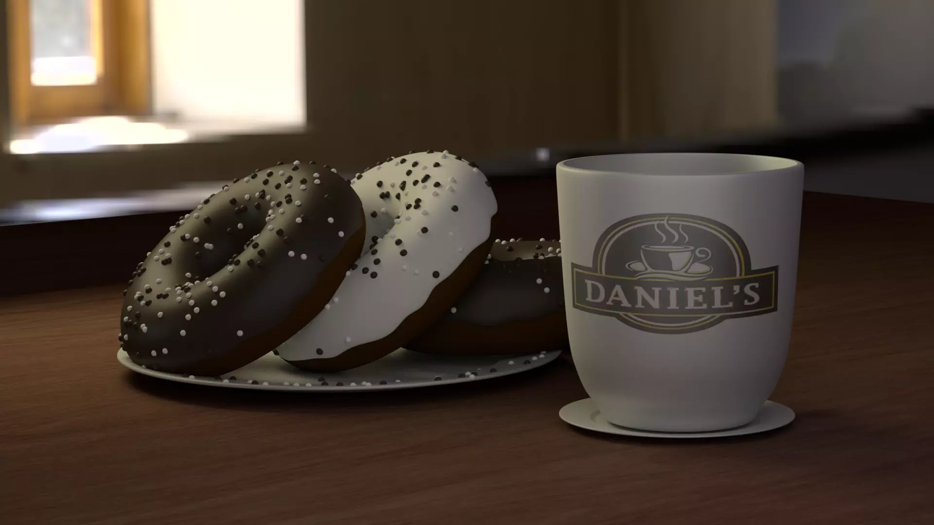 donut and coffee cup 3D model_0