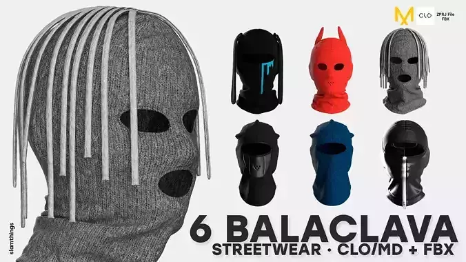 Streetwear 6 Balaclava Mask Collection 3D model