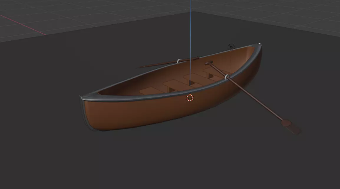 Barque 1 wooden canoe on water Free low-poly 3D model_0
