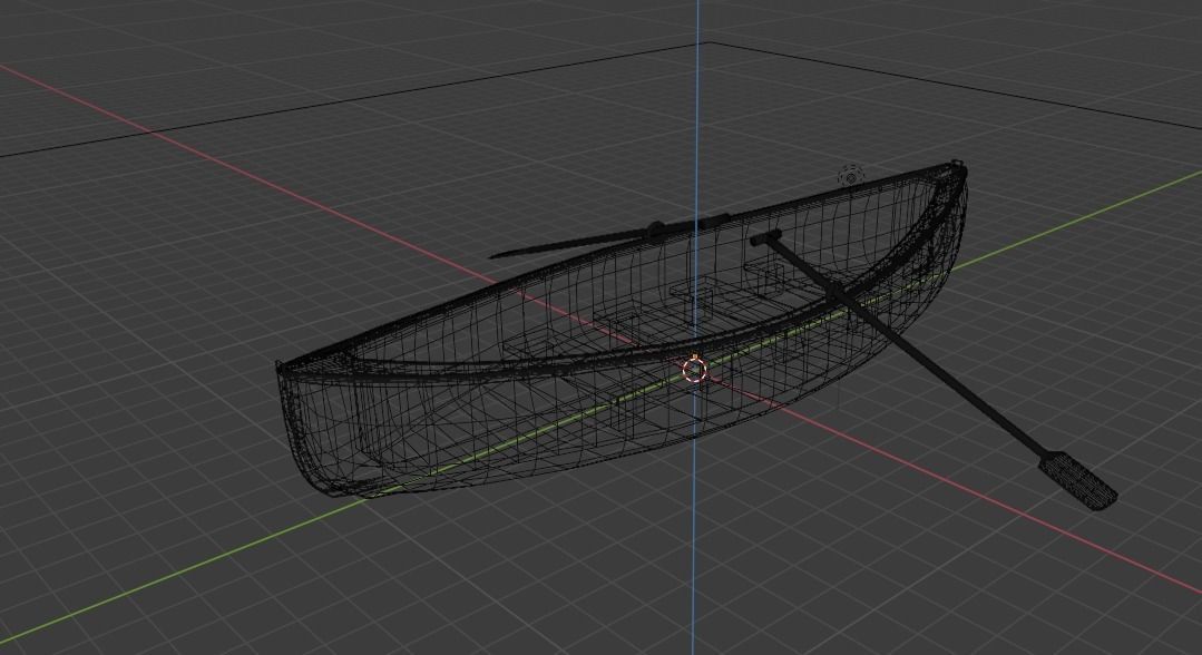 Barque 1 wooden canoe on water Free low-poly 3D model_2
