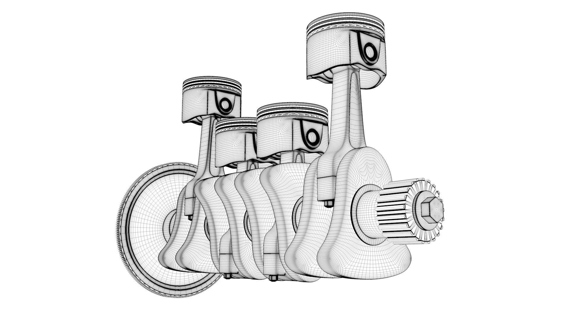 High poly piston engine  3D model_8