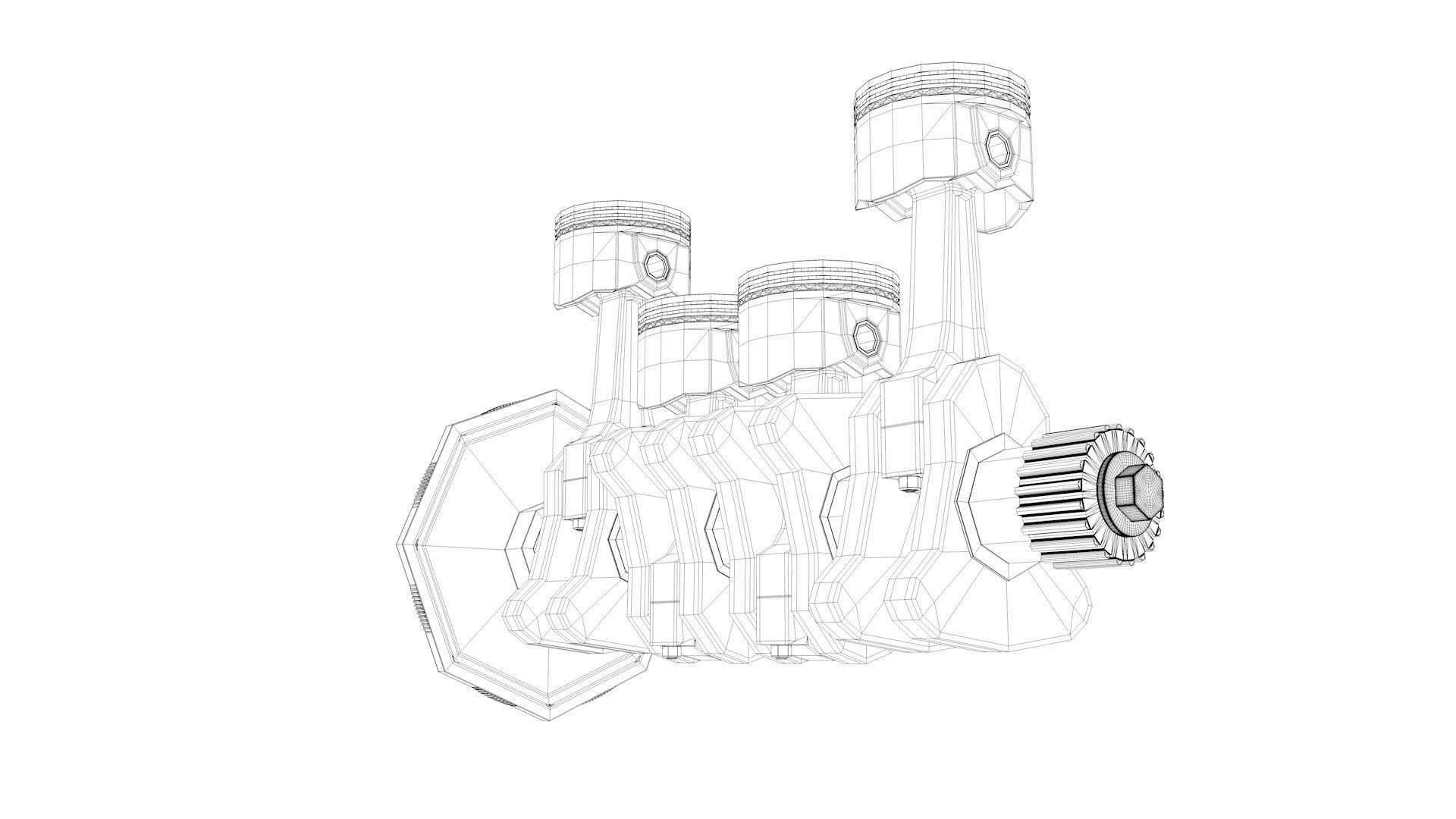 High poly piston engine  3D model_7