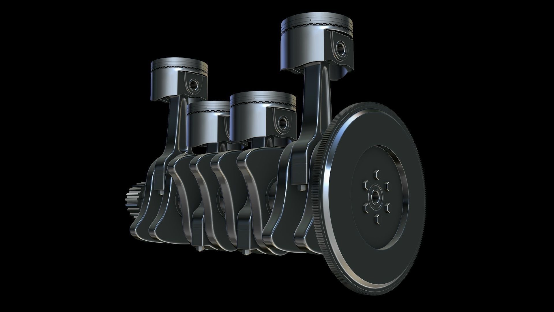 High poly piston engine  3D model_3