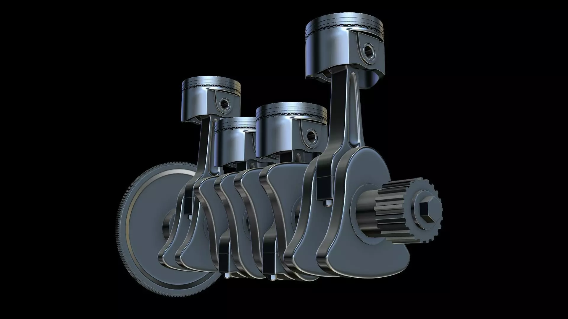 High poly piston engine  3D model_0
