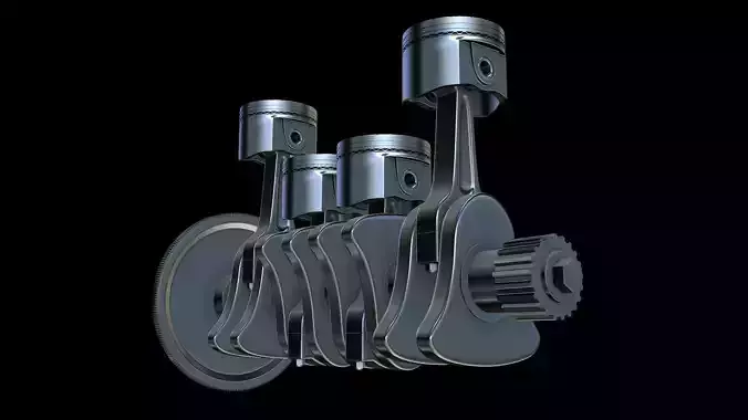 High poly piston engine  3D model