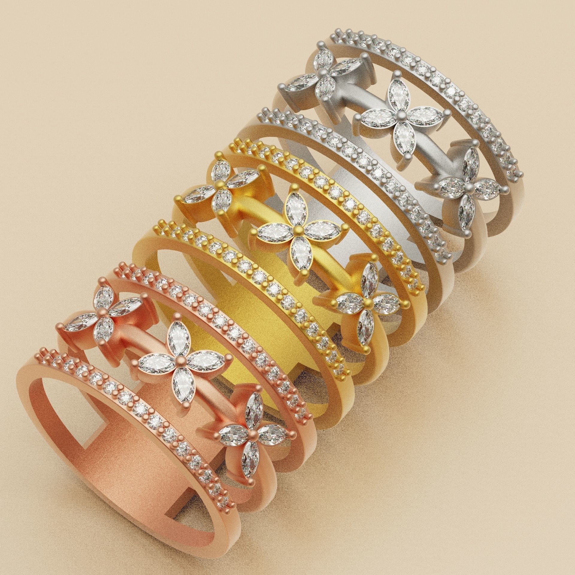 Diamond ring 3 M 3D print model_8