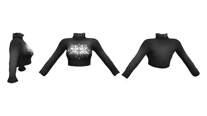 Ladies Roll Neck Cropped Jumper