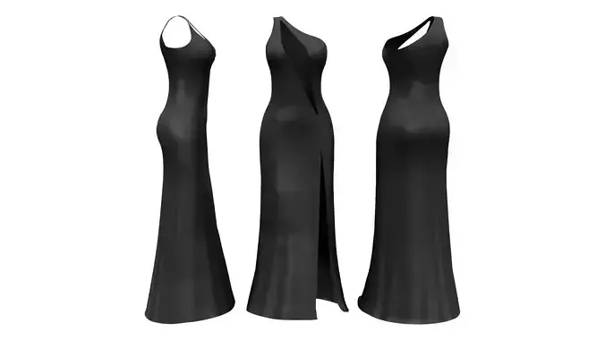 One Shoulder Dress With Cutouts Low-poly 3D model