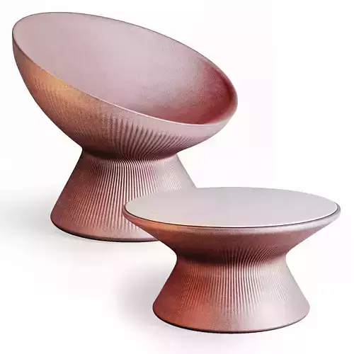 plust fade table and armchair