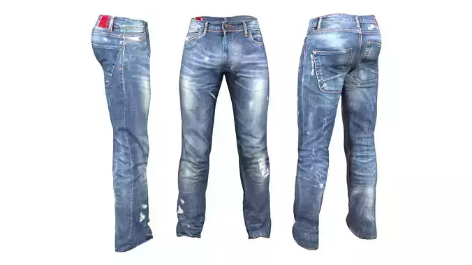 Mens Tight Fit Jeans Low-poly 3D model